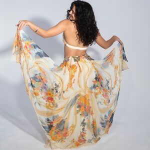 Beautiful Bellydance costume (orange, cream, and blues)